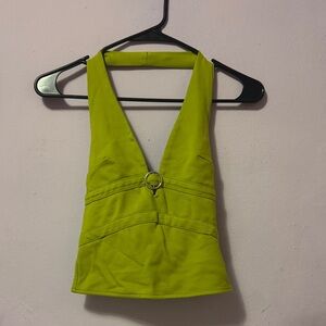 Neon Lime Green Halter Crop Top Forever 21